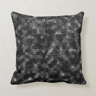 Sequin Look Black Glam Sparkle Throw Pillow