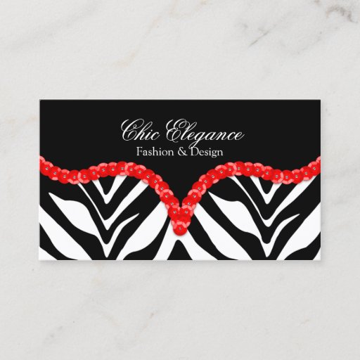 Customizable Sequin Look Zebra Leopard Print Business Cards