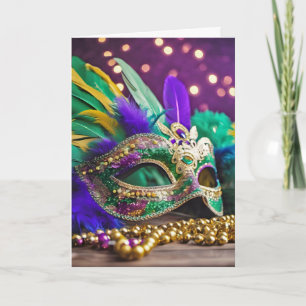 Sequin Mardi Gras Mask Birthday Card