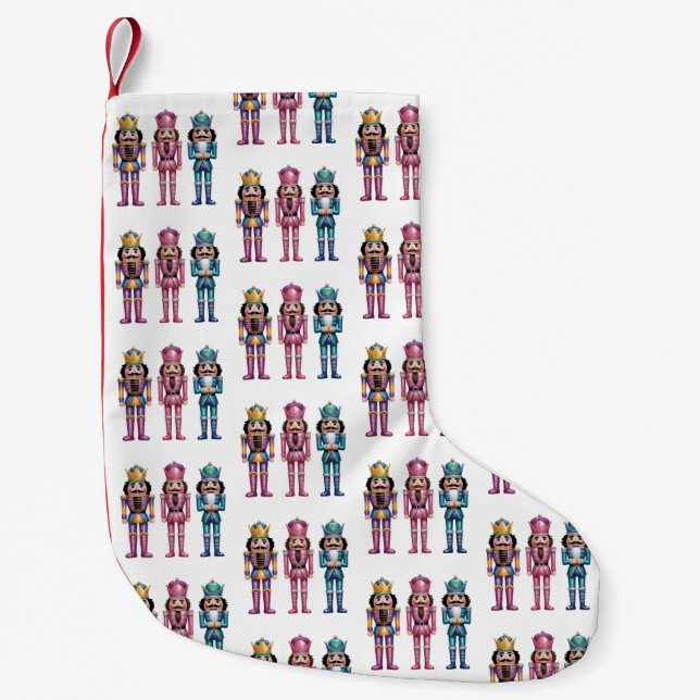 Sequin Nutcracker Christmas Family Preppy Xmas Small Christmas Stocking (Front)