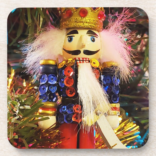 Sequin Nutcracker soldier christmas ornament Beverage Coaster (Front)