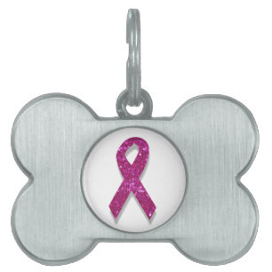 sequin pink breast cancer awareness pet name tag