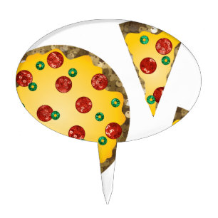 sequin pizza cake topper