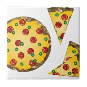 sequin pizza ceramic tile