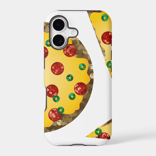sequin pizza iphone case (Back)