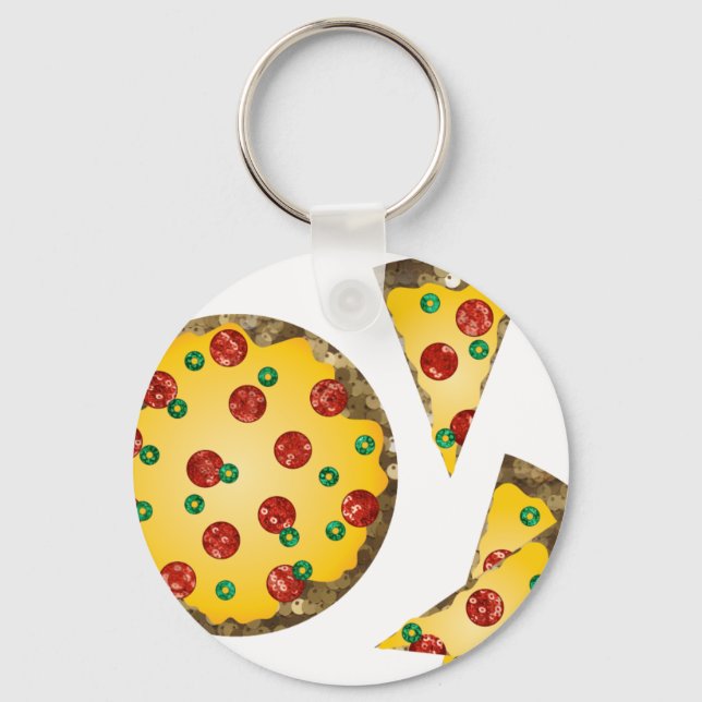 sequin pizza keychain (Front)