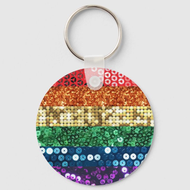 sequin pride flag keychain (Front)