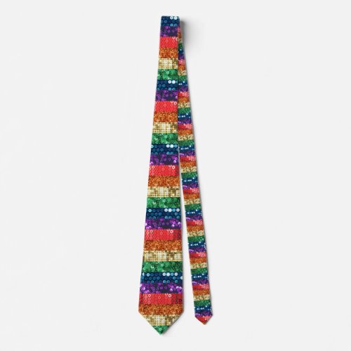 sequin pride flag neck tie