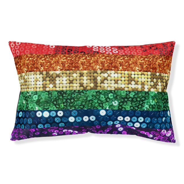sequin pride flag pet animal puppy dogbed dog bed (Front)