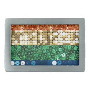 sequin pride flag rectangular belt buckle