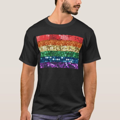 sequin pride flag T_Shirt