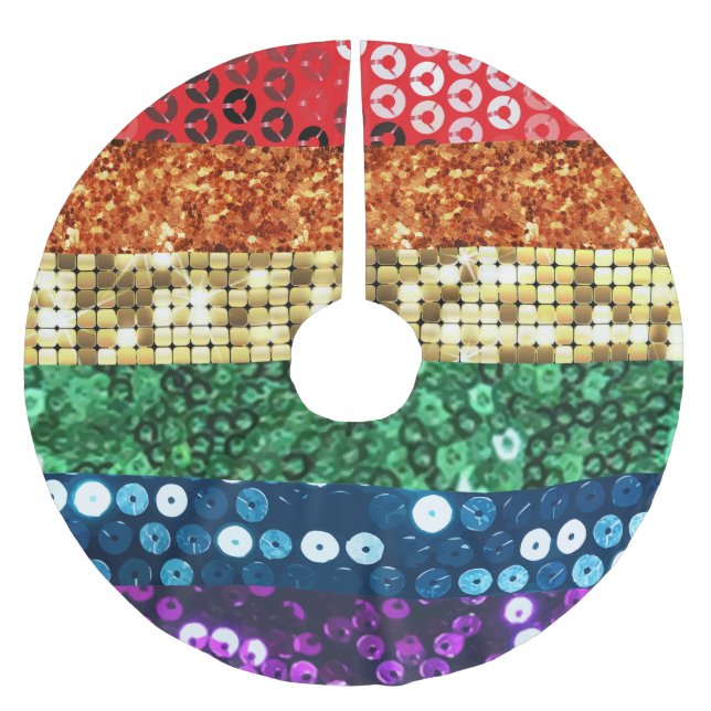 sequin pride flag xmas christmas tree skirt (Front)