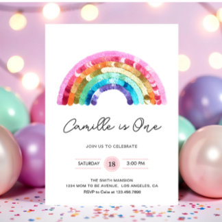 Sequin Rainbow Birthday party Invitation