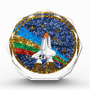 sequin space ship acrylic award