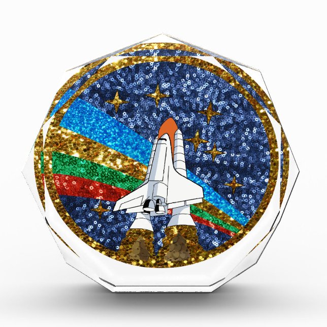 sequin space ship acrylic award (Front)