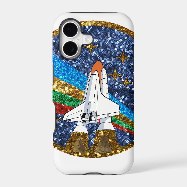 sequin space ship iphone case (Back)