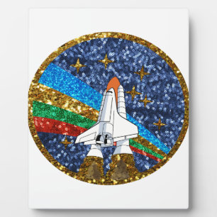 sequin space ship plaque