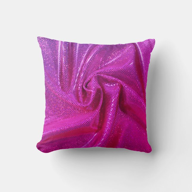 Sequin sparkle glitter pink fuschia throw pillow (Front)
