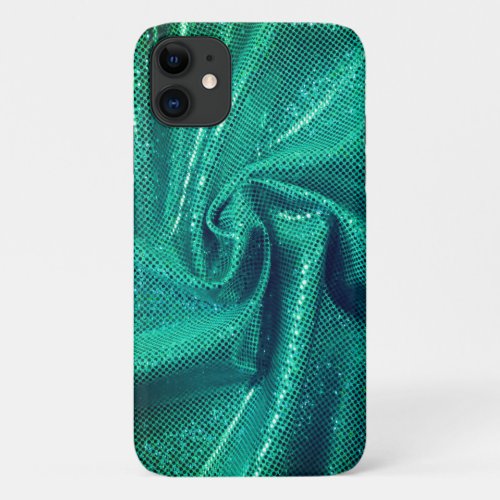 Sequin sparkle glitter teal green iPhone 11 case