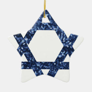 sequin star of david ceramic ornament