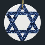 sequin star of david ceramic ornament<br><div class="desc">"star of david", passover, purim, "rosh hoshanah", jewish, jew, , hanukkah, chanukkah, , hanukka, chanukka, hannukah, channukah, hannuka, channuka glitter, sequins, hebrew holidays, "navy blue" glittery glittering white blank minimalist judaism</div>
