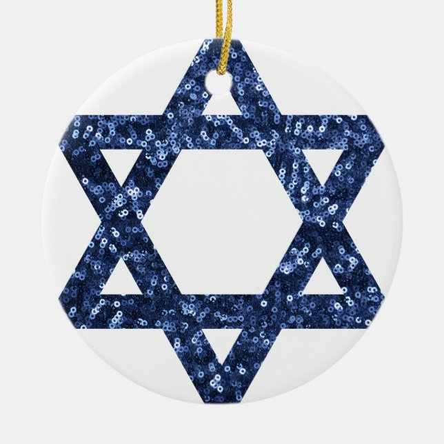 sequin star of david ceramic ornament (Front)