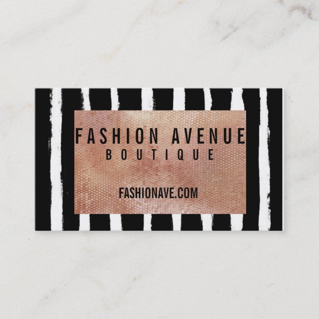Sequin & Stripe Business Card- Rose Gold Card (Front)