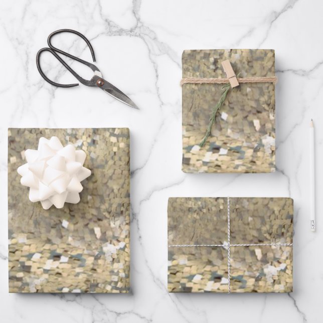 Sequin themed gold gift wrap for special occasions (Front)