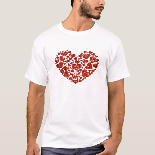 sequin valentines day heart T_Shirt