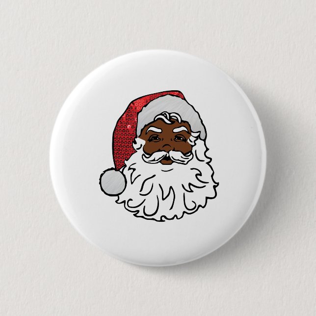 sequined black santa claus button (Front)