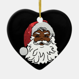sequined black santa claus ceramic ornament