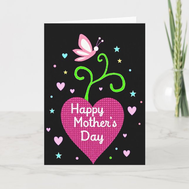 Sequined Heart Mothers Day Card (Front)
