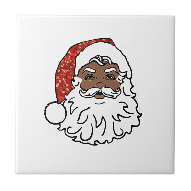 sequins black santa claus ceramic tile (Front)