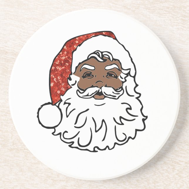 sequins black santa claus drink coaster (Front)