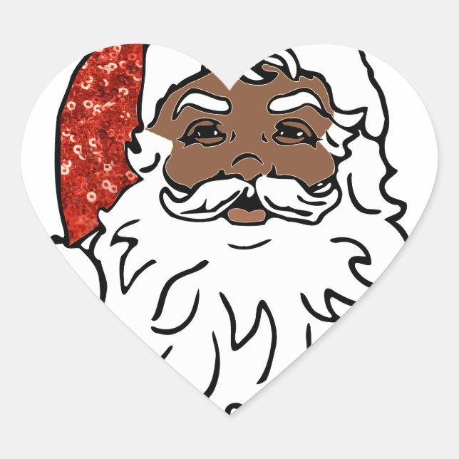 sequins black santa claus heart sticker (Front)