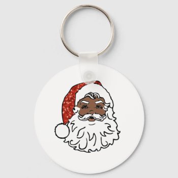 Sequins Black Santa Claus Keychain by funnychristmas at Zazzle