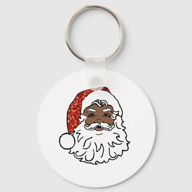 sequins black santa claus keychain (Front)