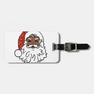 sequins black santa claus luggage tag