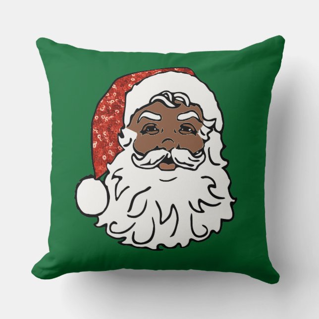 sequins black santa claus throw pillow (Front)