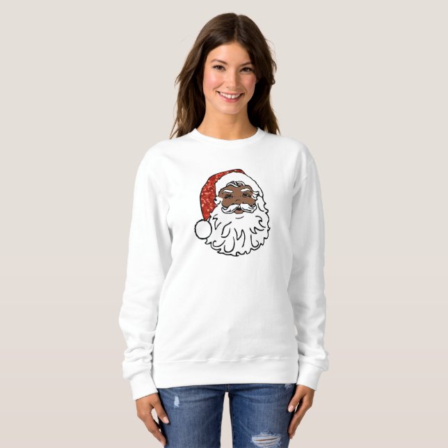 sequins black santa claus womens sweatshirt (Front Full)