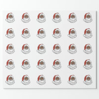 Black Santa Claus Sparkle Aesthetic Christmas Red Wrapping Paper