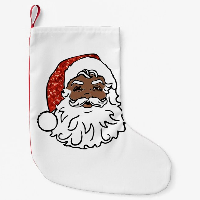 sequins black santa claus xmas christmas stocking (Front)
