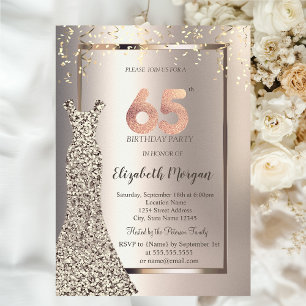 Sequins Dress Confetti Ivory 65th Birthday Invitation