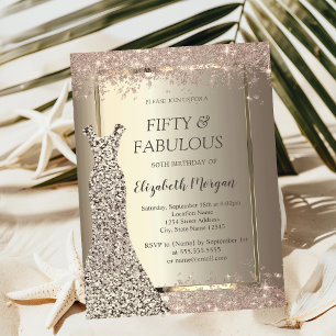 Sequins Dress Glitter Confetti 50th Birthday Invitation