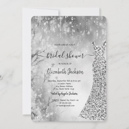 Sequins Dress Winter Landscape Bridal Shower Invitation