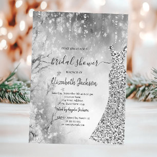 Sequins Dress Winter Landscape Bridal Shower Invitation