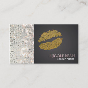 Sequins & Faux Gold Shine Lips Chic Business Card