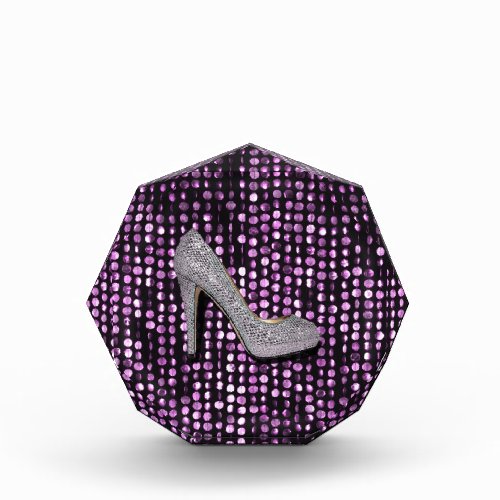 Sequins High Heel shoe purple silver Acrylic Award