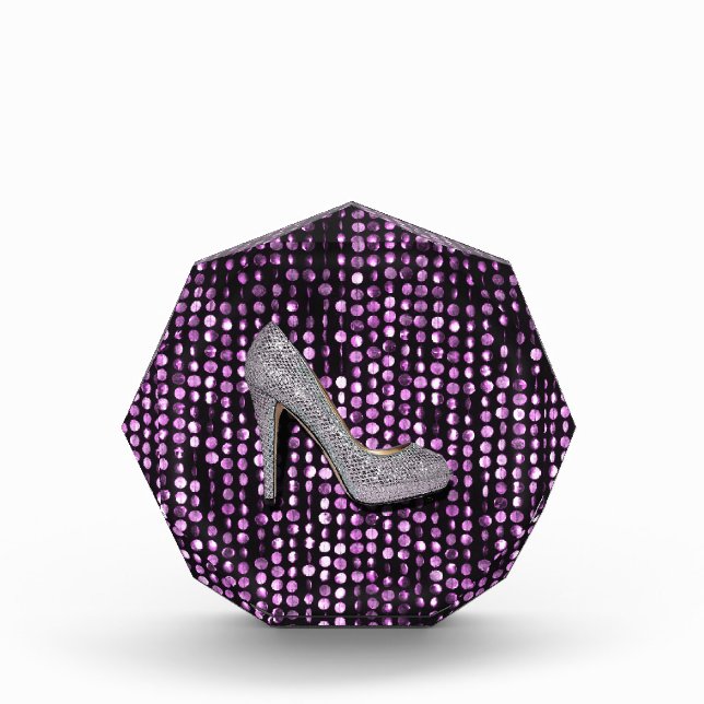 Sequins High Heel shoe purple silver Acrylic Award (Front)