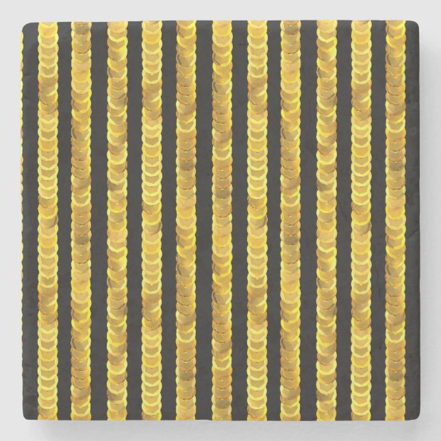 Sequins pattern, beads, rhinestones, 3D fashion. Stone Coaster (Front)